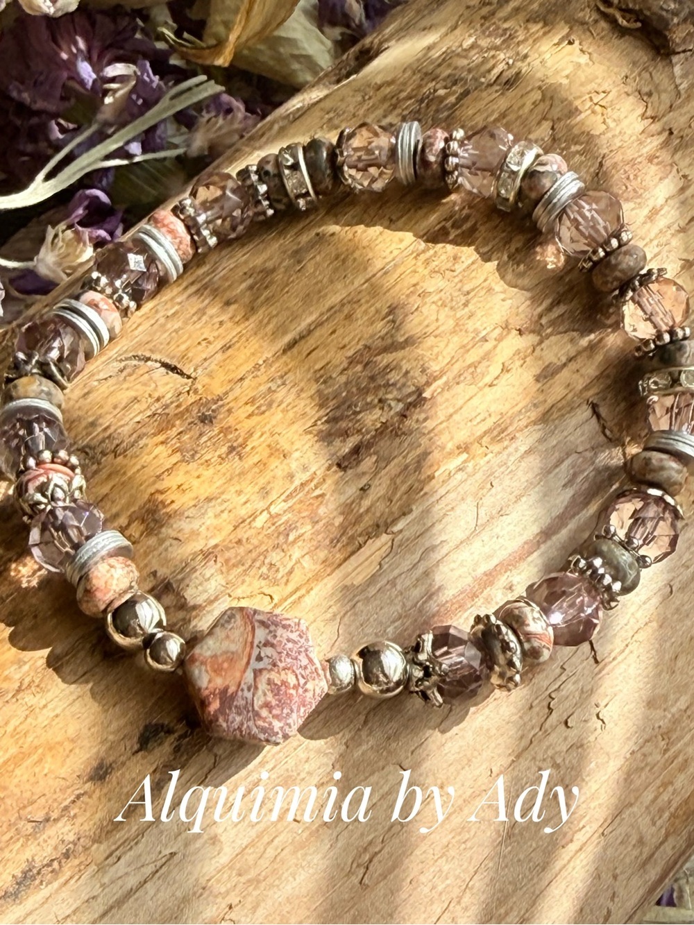 Beaded Stretch Bracelet with Natural Stone + OCEAN JASPER